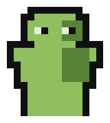 Zombi verde en pixel art del juego de mecanografía Zombie Shooter